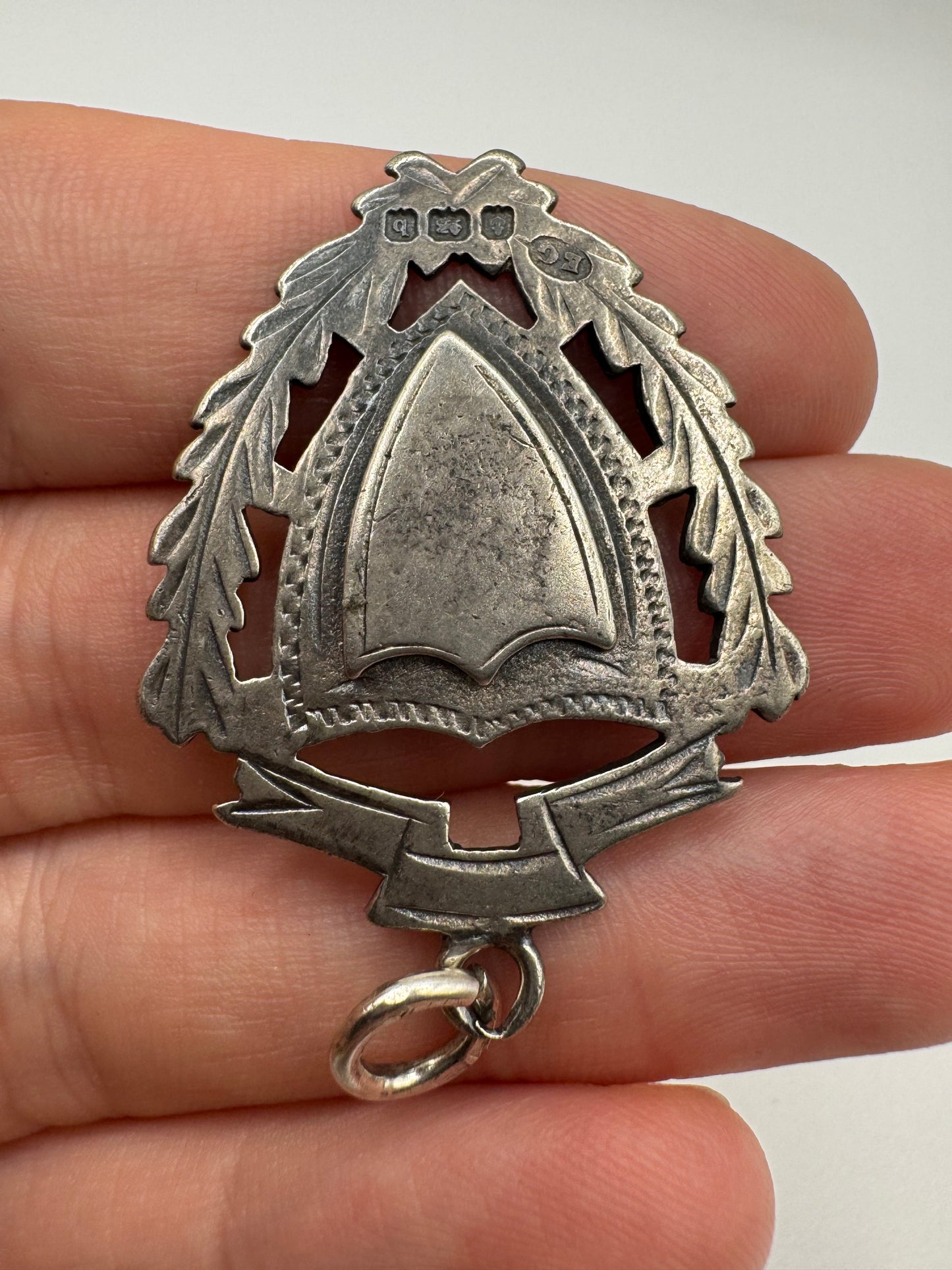 Silver shield fob pendant