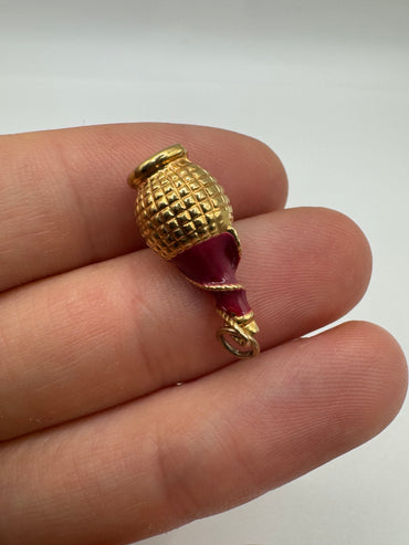 9ct gold enamelled vase charm