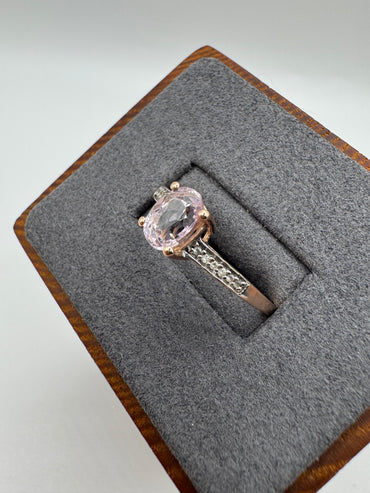 9ct rose gold morganite and diamond ring
