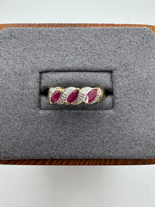 9ct gold ruby and diamond ring