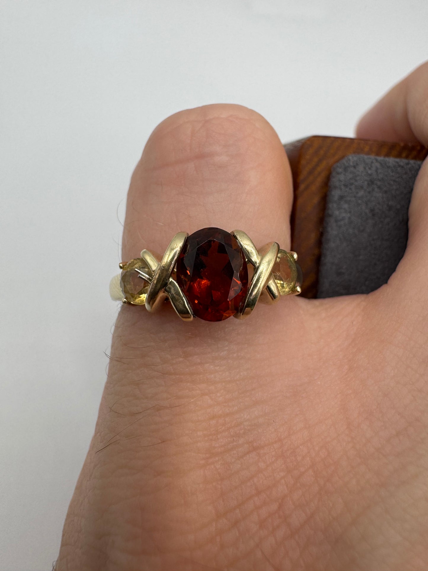 9ct gold orange and yellow sapphire ring