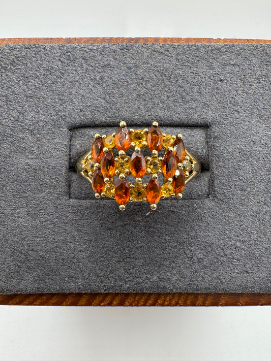 9ct gold citrine cluster ring