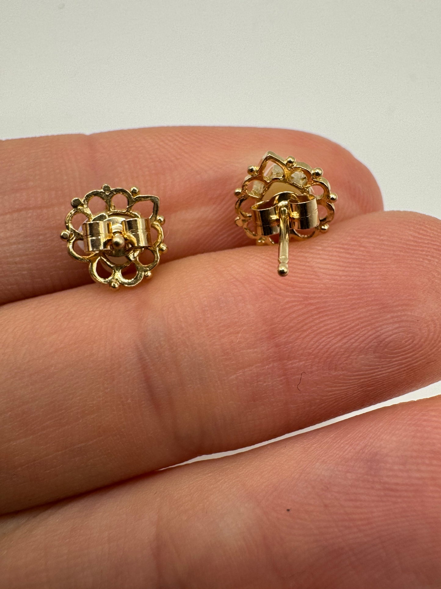 9ct gold opal heart earrings