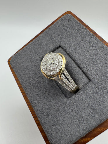 9ct gold 0.5ct diamond cluster ring