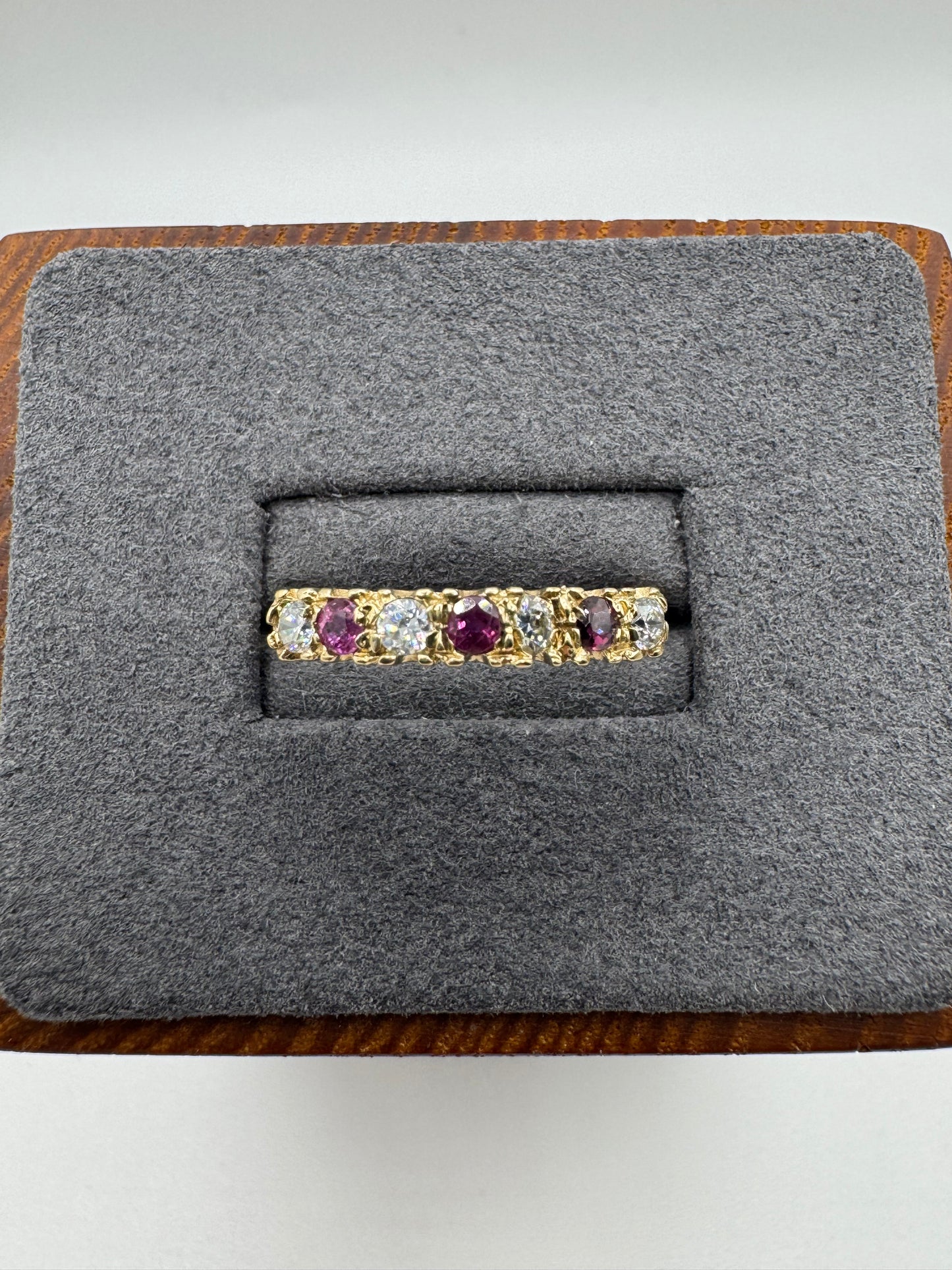 9ct gold ruby and cz ring