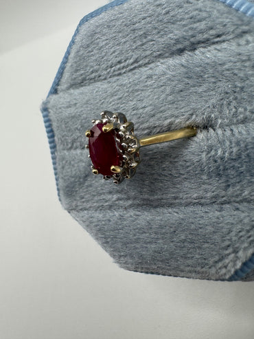 9ct gold ruby and diamond ring