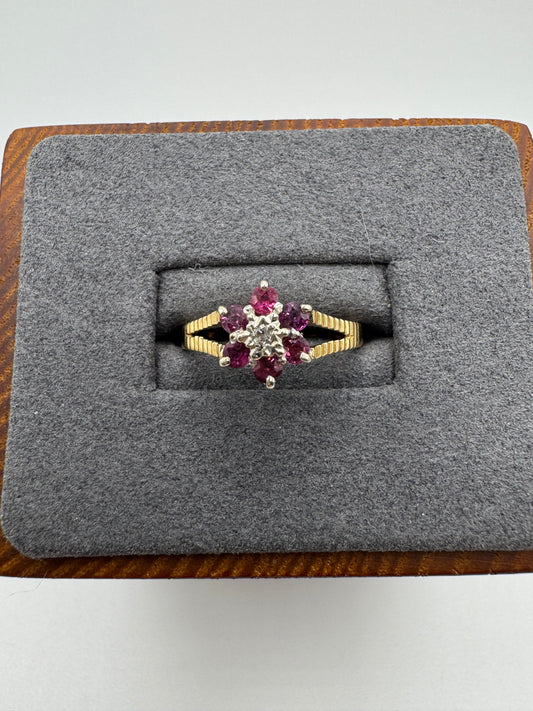 9ct gold ruby and diamond ring