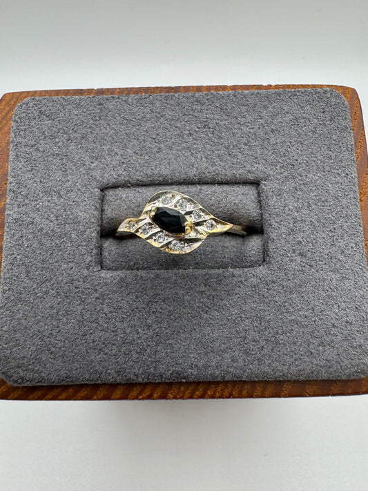 9ct gold sapphire and diamond ring