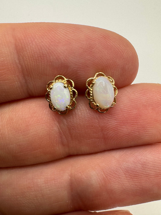 9ct gold opal earrings