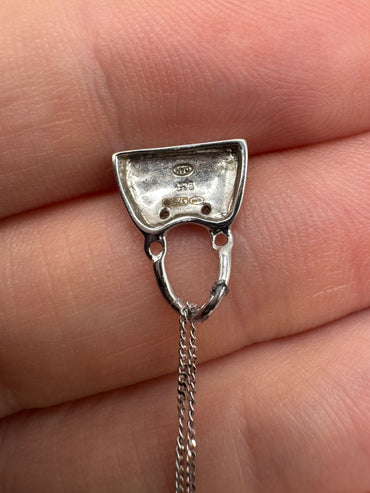 9ct white gold diamond handbag necklace