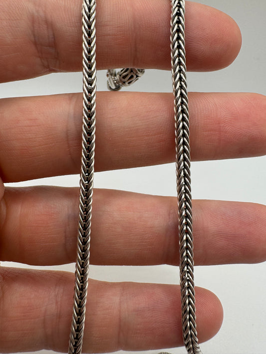 Antique silver snake link chain with S Clasp