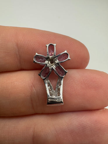 9ct white gold tanzanite and diamond pendant