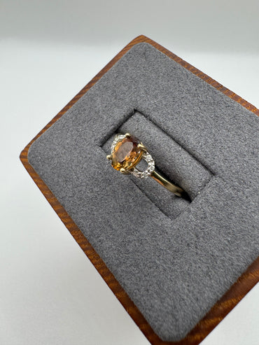 9ct gold citrine and diamond ring