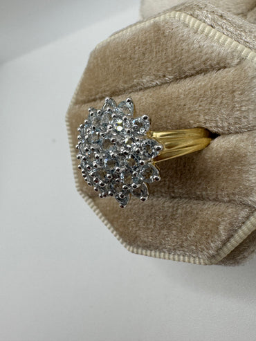 9ct gold aquamarine cluster ring