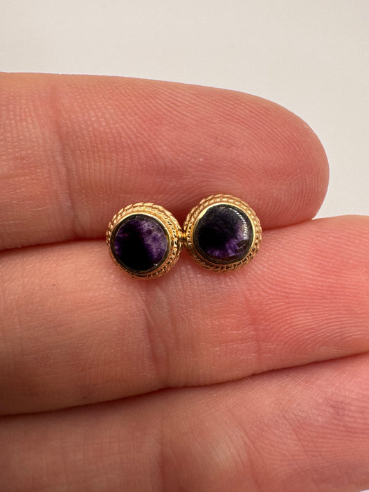 9ct gold blue john earrings