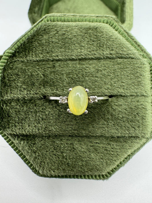9ct white gold quartz and diamond ring