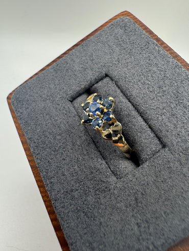 9ct gold sapphire cluster ring