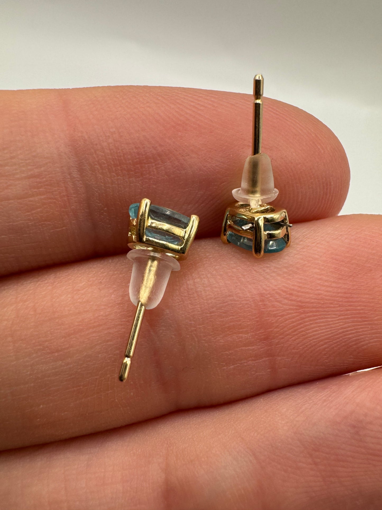 9ct gold blue zircon earrings