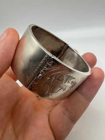 Antique silver patterned bangle