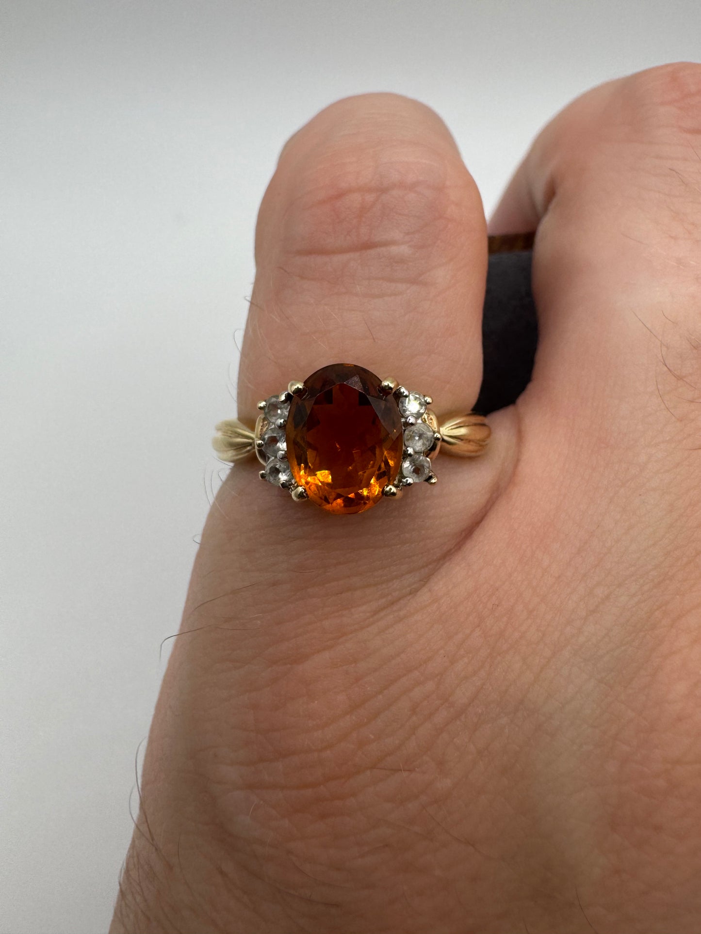 9ct gold citrine and zircon ring