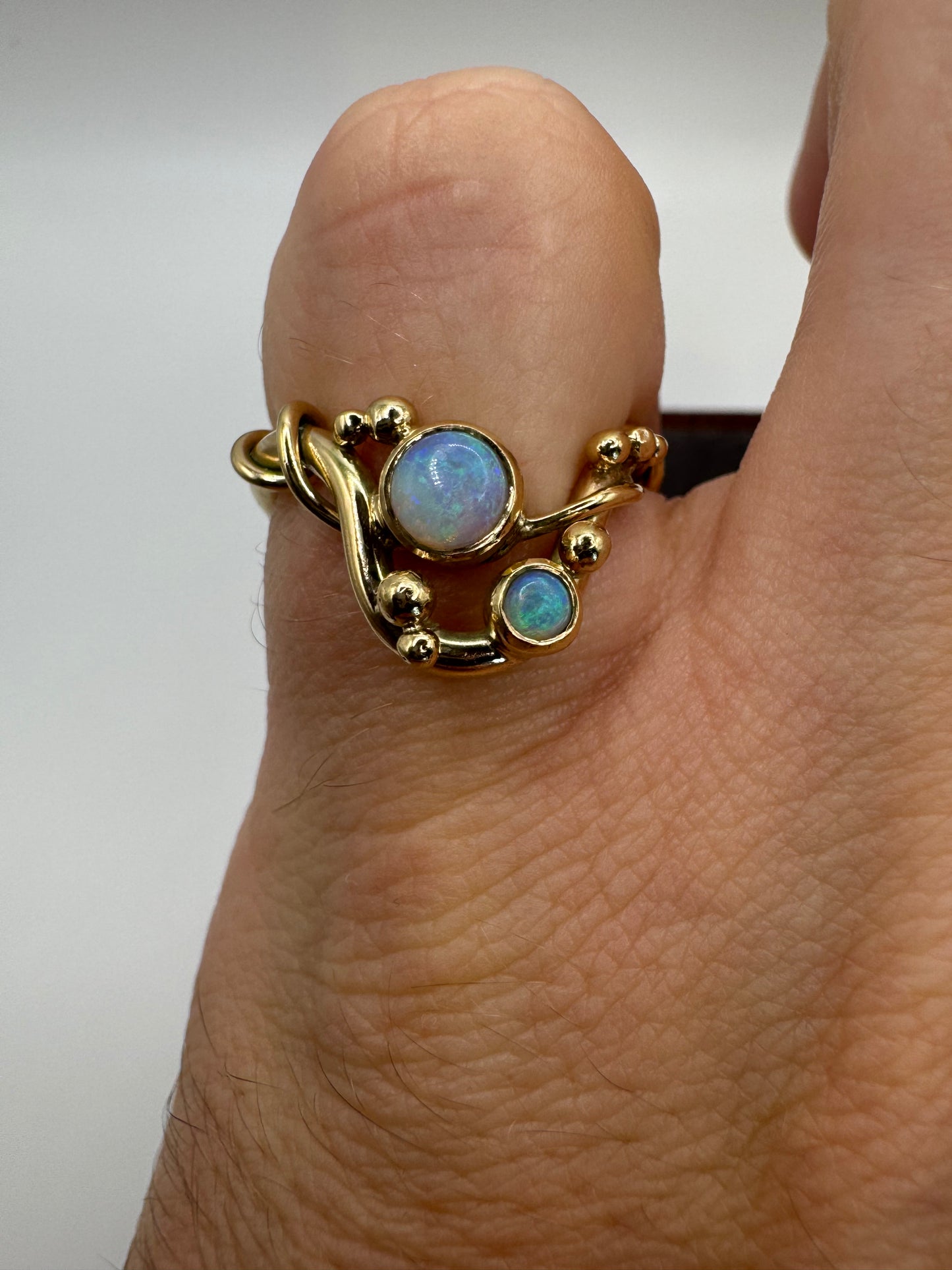 9ct gold opal wishbone ring