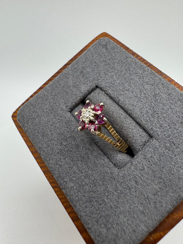 9ct gold ruby and diamond ring