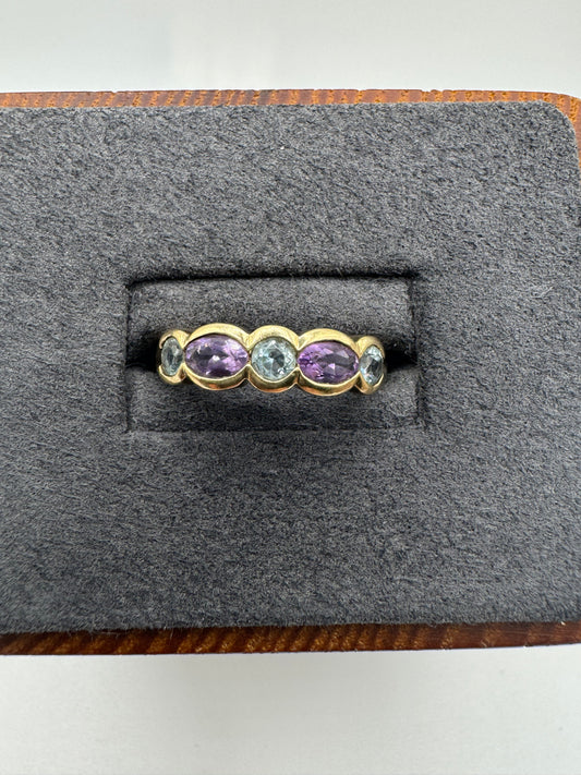 9ct gold topaz and amethyst ring