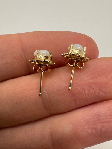 9ct gold opal heart earrings