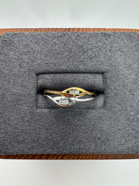 9ct two-tone gold cz ring