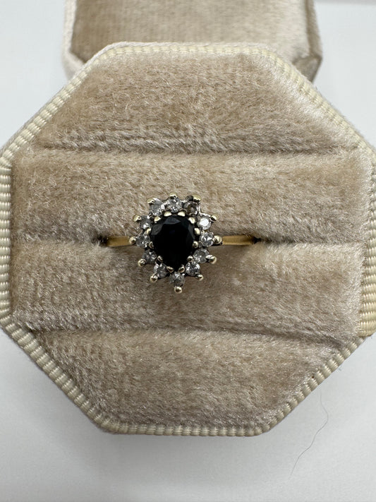 9ct gold sapphire and diamond ring
