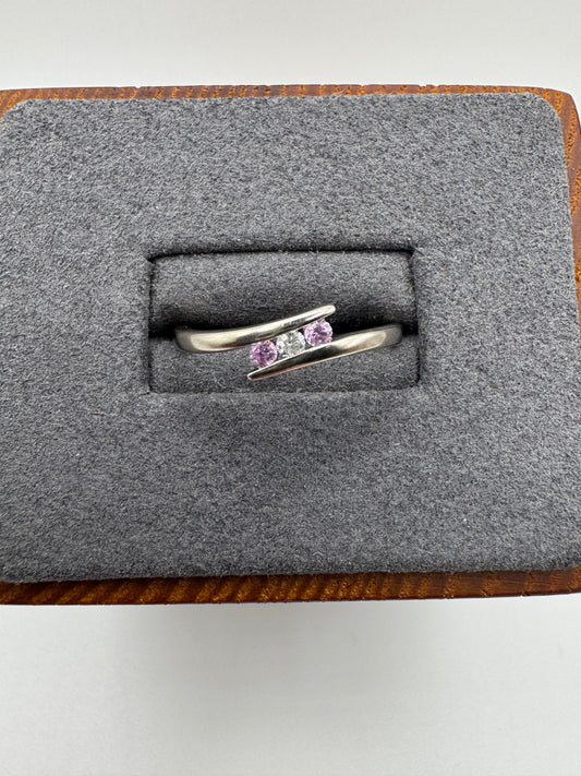 9ct white gold pink topaz and diamond ring