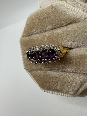 9ct gold amethyst and diamond ring