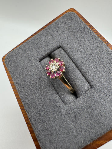 9ct gold ruby and diamond ring