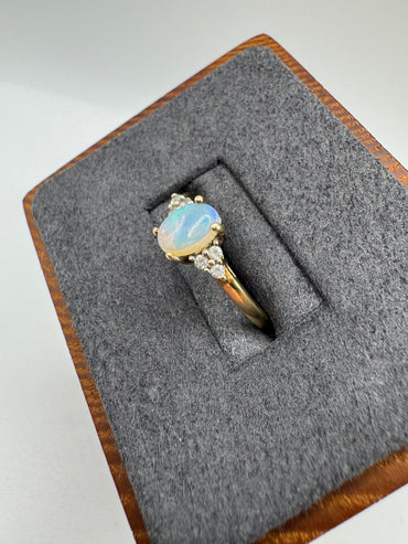 9ct gold opal and diamond ring