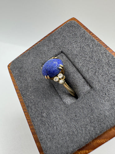 9ct gold sodalite and diamond ring