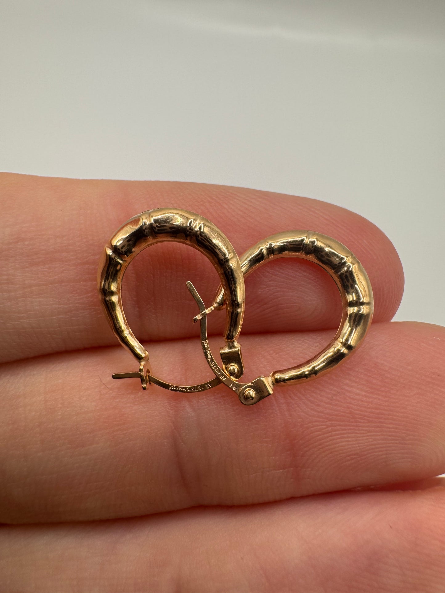 9ct gold bamboo style creole earrings