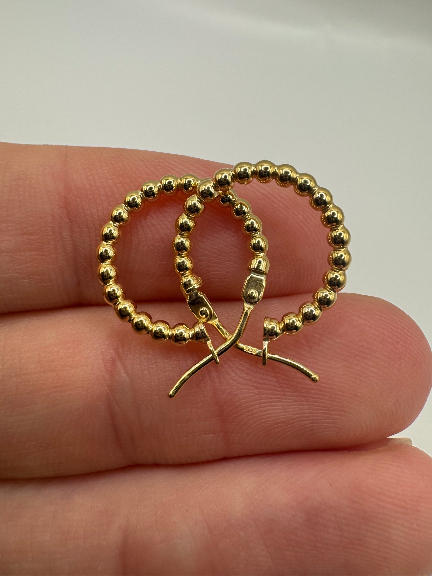 9ct gold 10mm beaded creole earrings