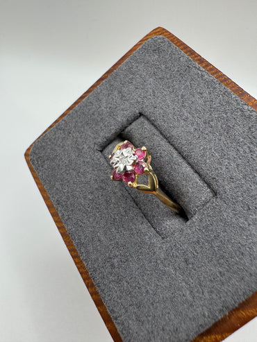 9ct gold ruby and diamond ring