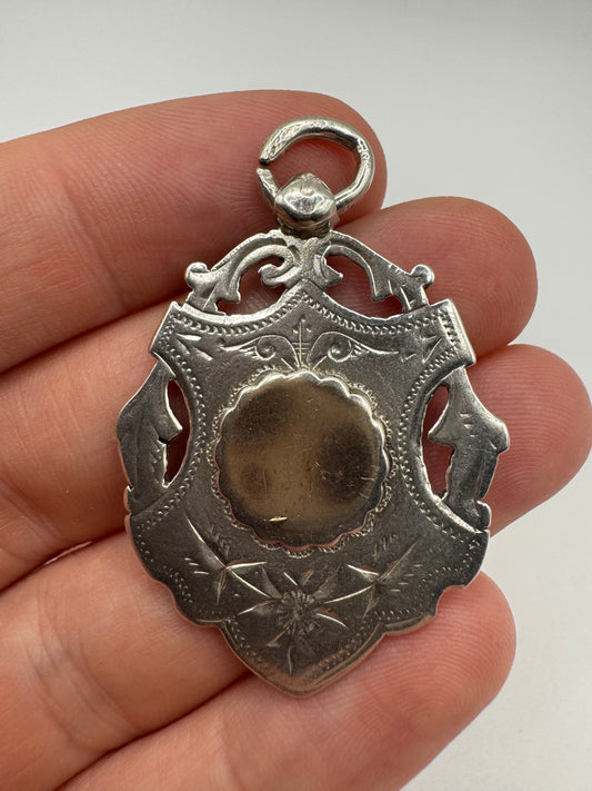 Silver shield fob pendant