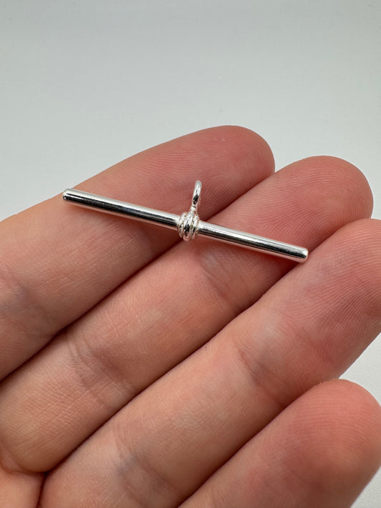 Silver 37mm t-bar charm