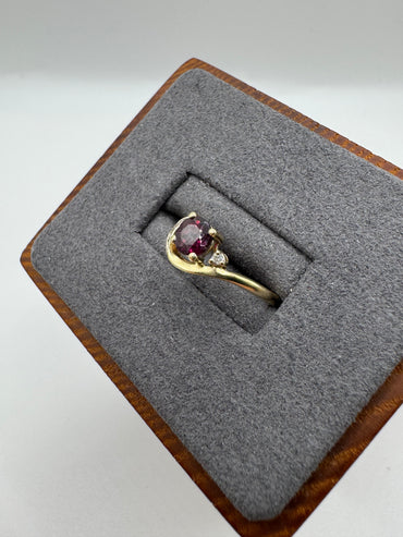 9ct gold almandine garnet and diamond ring
