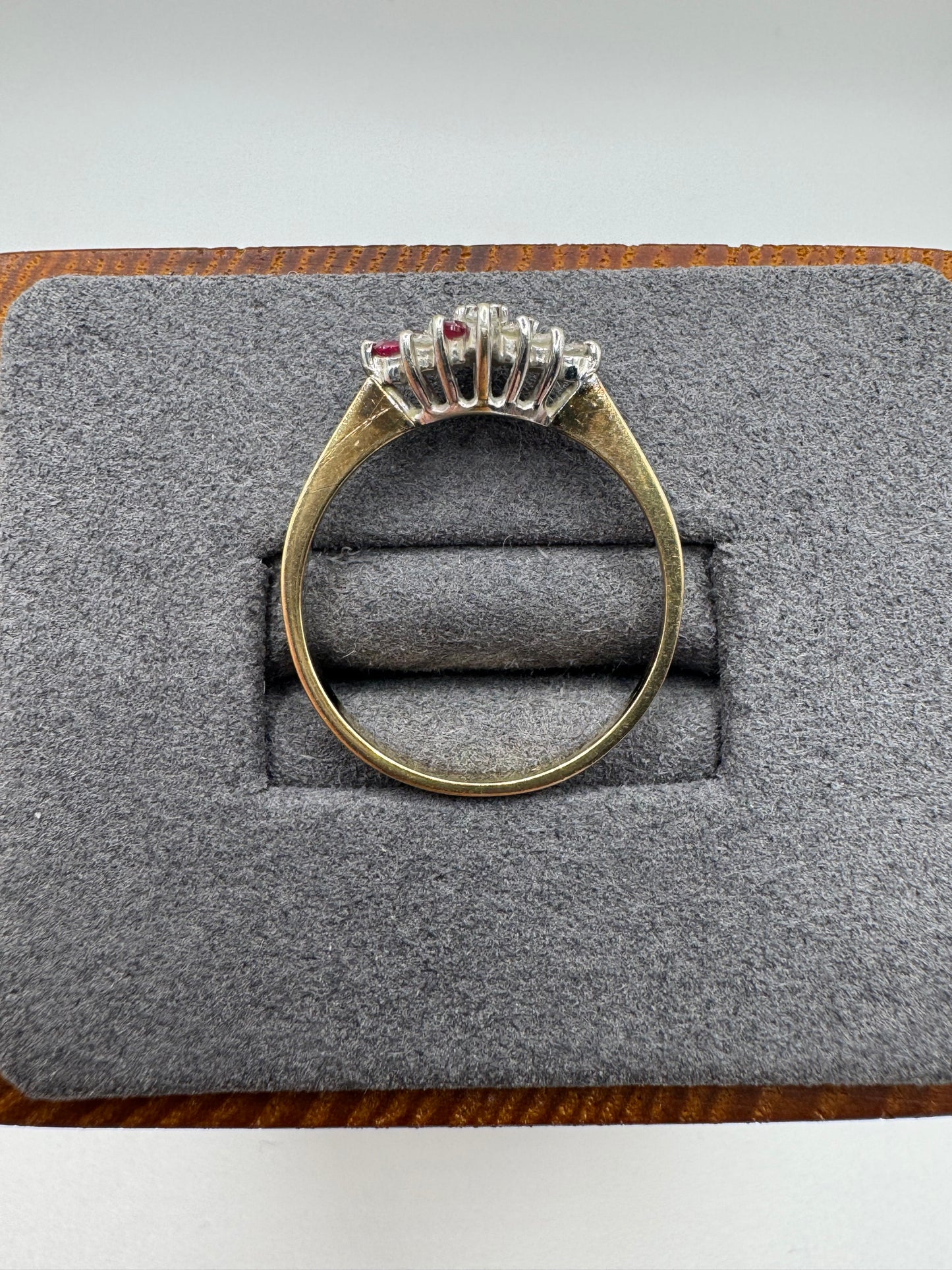9ct gold ruby and diamond ring