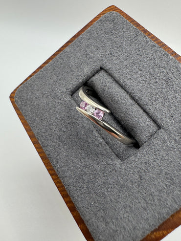 9ct white gold pink topaz and diamond ring