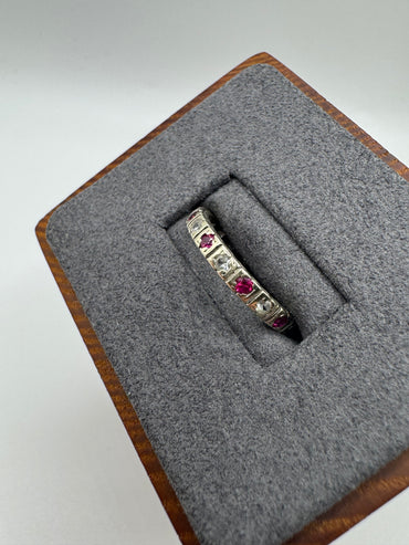 9ct gold synthetic ruby and diamond full eternity ring