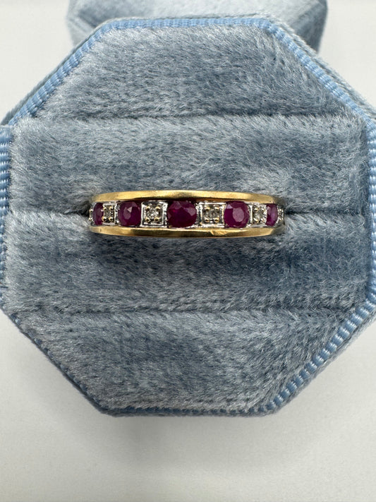 9ct gold ruby and diamond ring