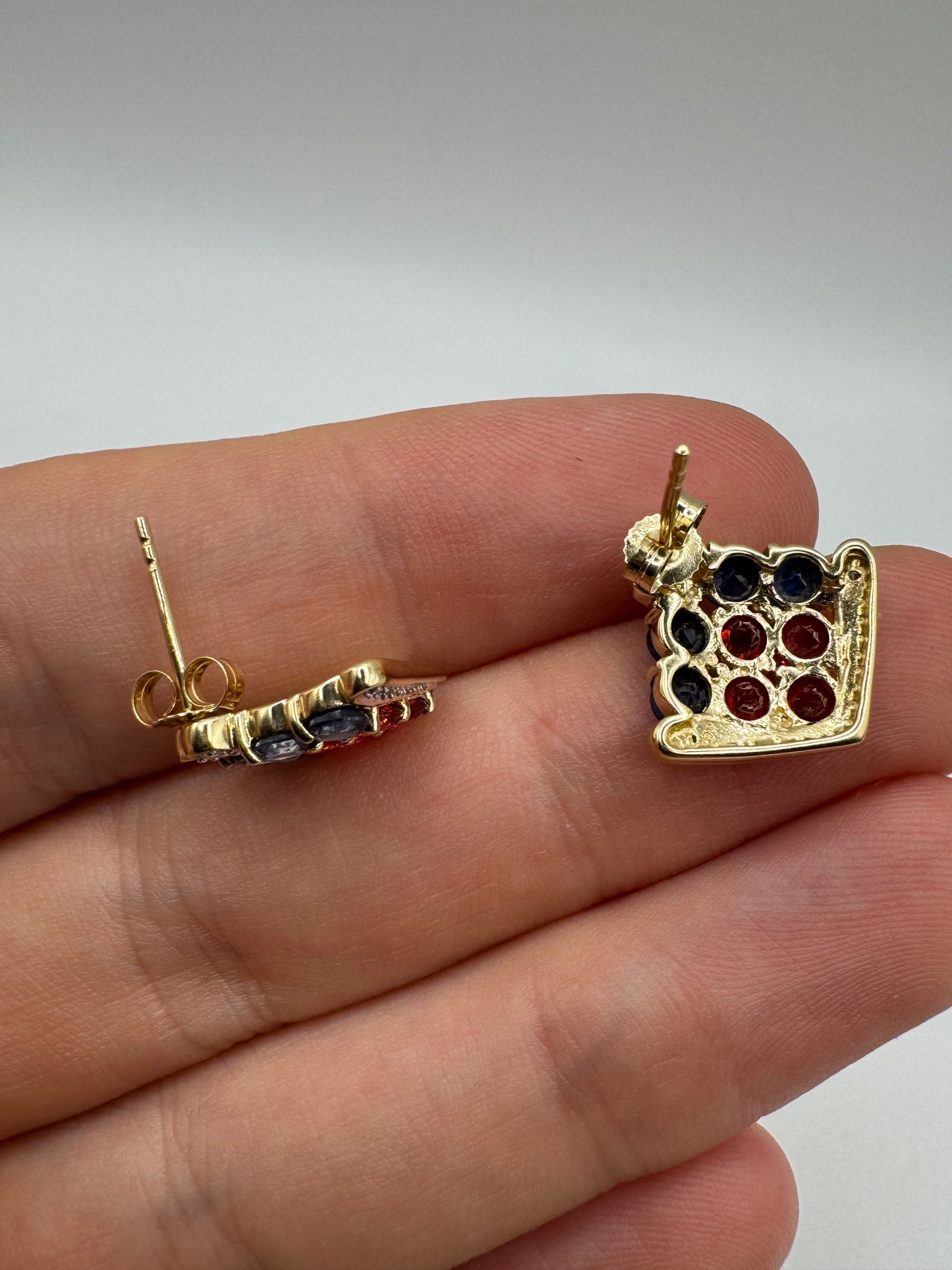 9ct gold sapphire, spinel and diamond earrings
