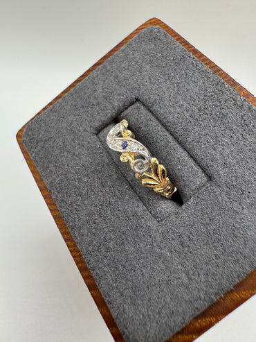 9ct gold sapphire and diamond ring