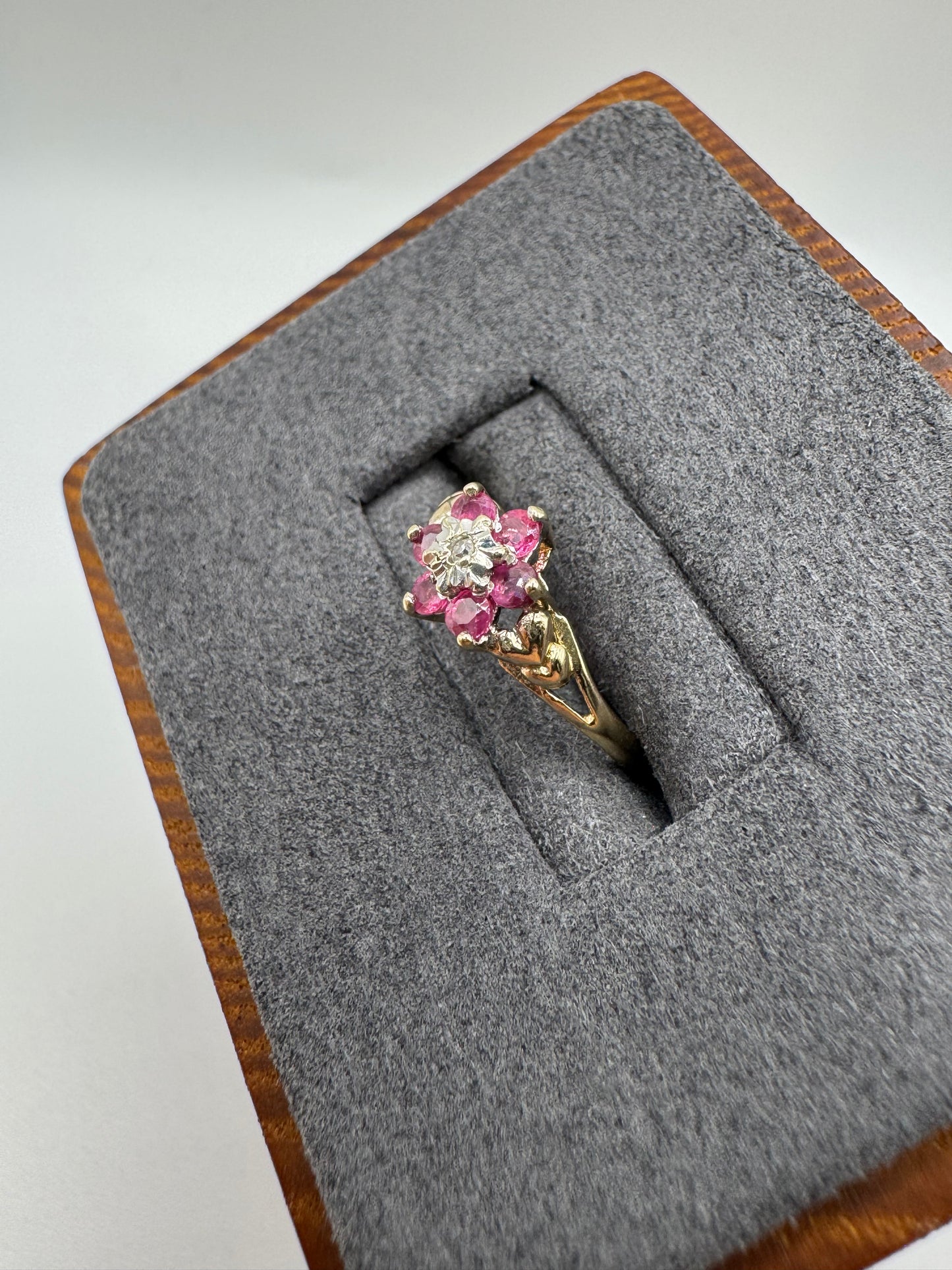 9ct gold ruby and diamond ring
