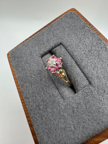 9ct gold ruby and diamond ring