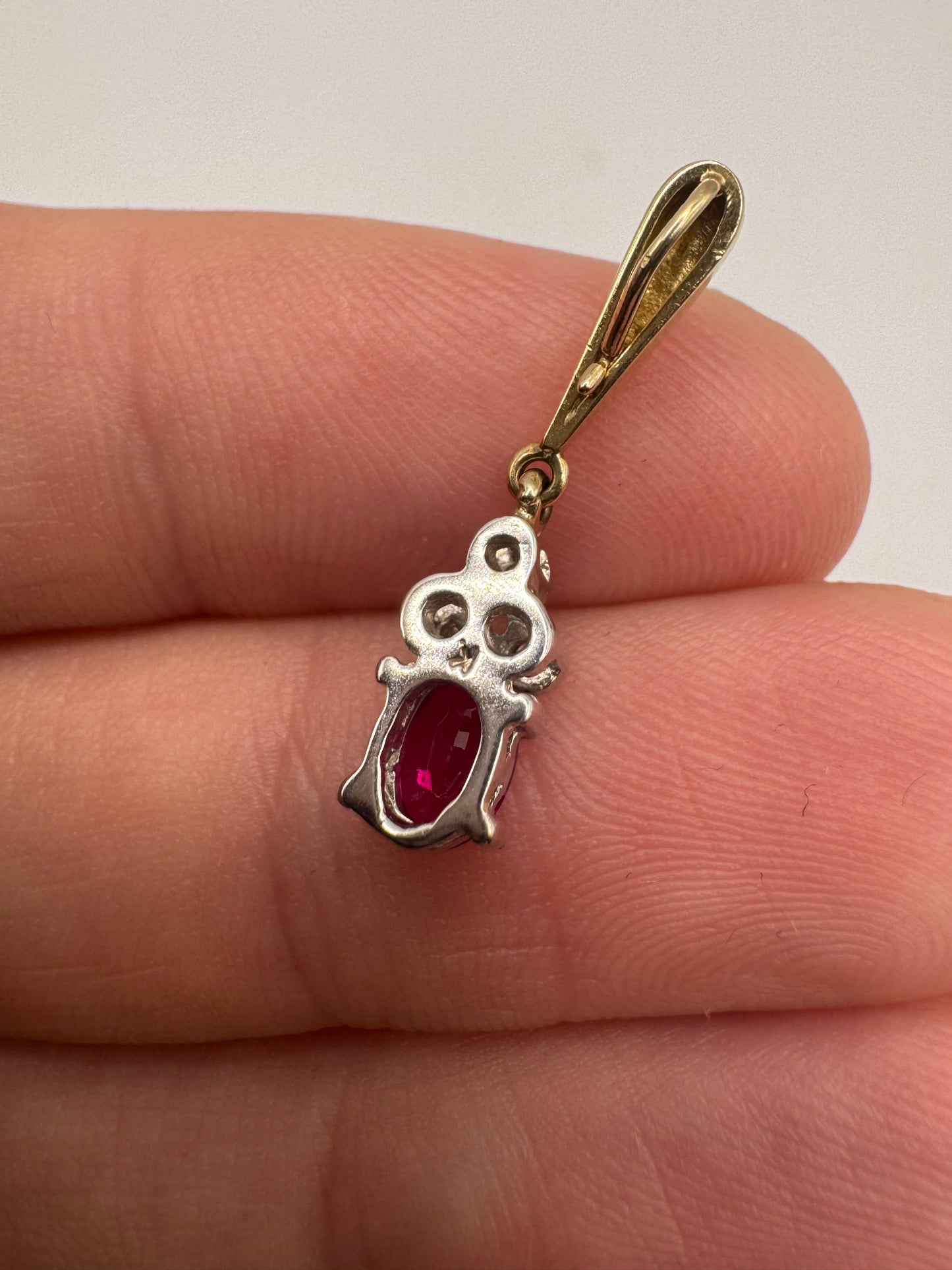 9ct gold ruby and diamond pendant